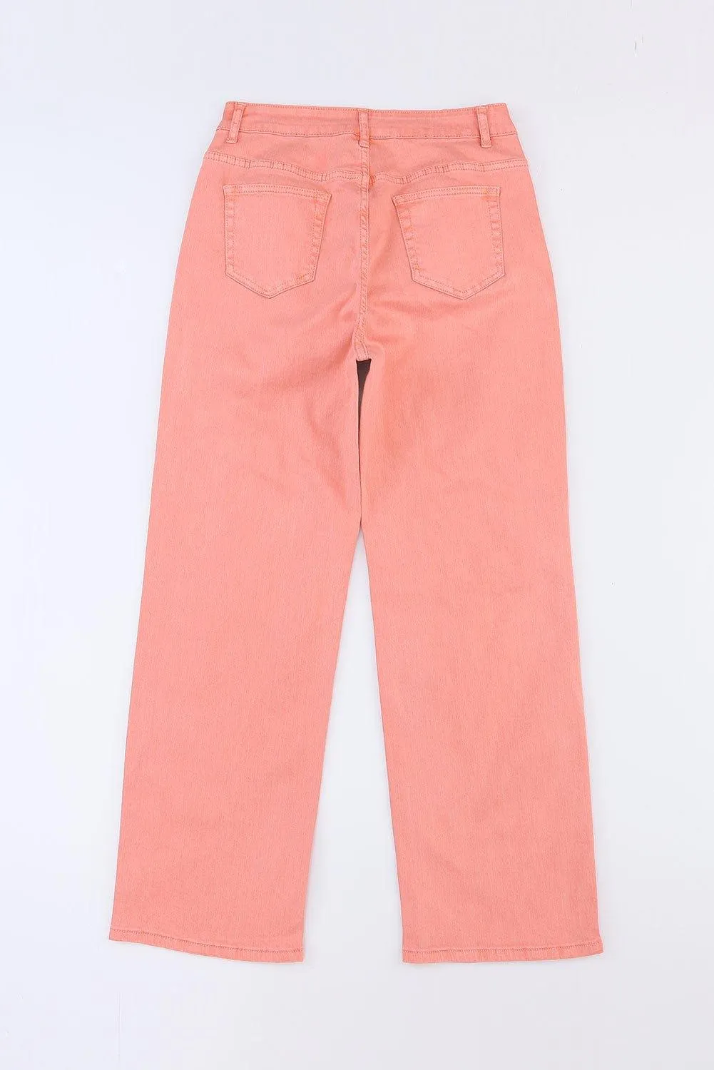 Salmon High Waist Ripped Straight Leg Jeans