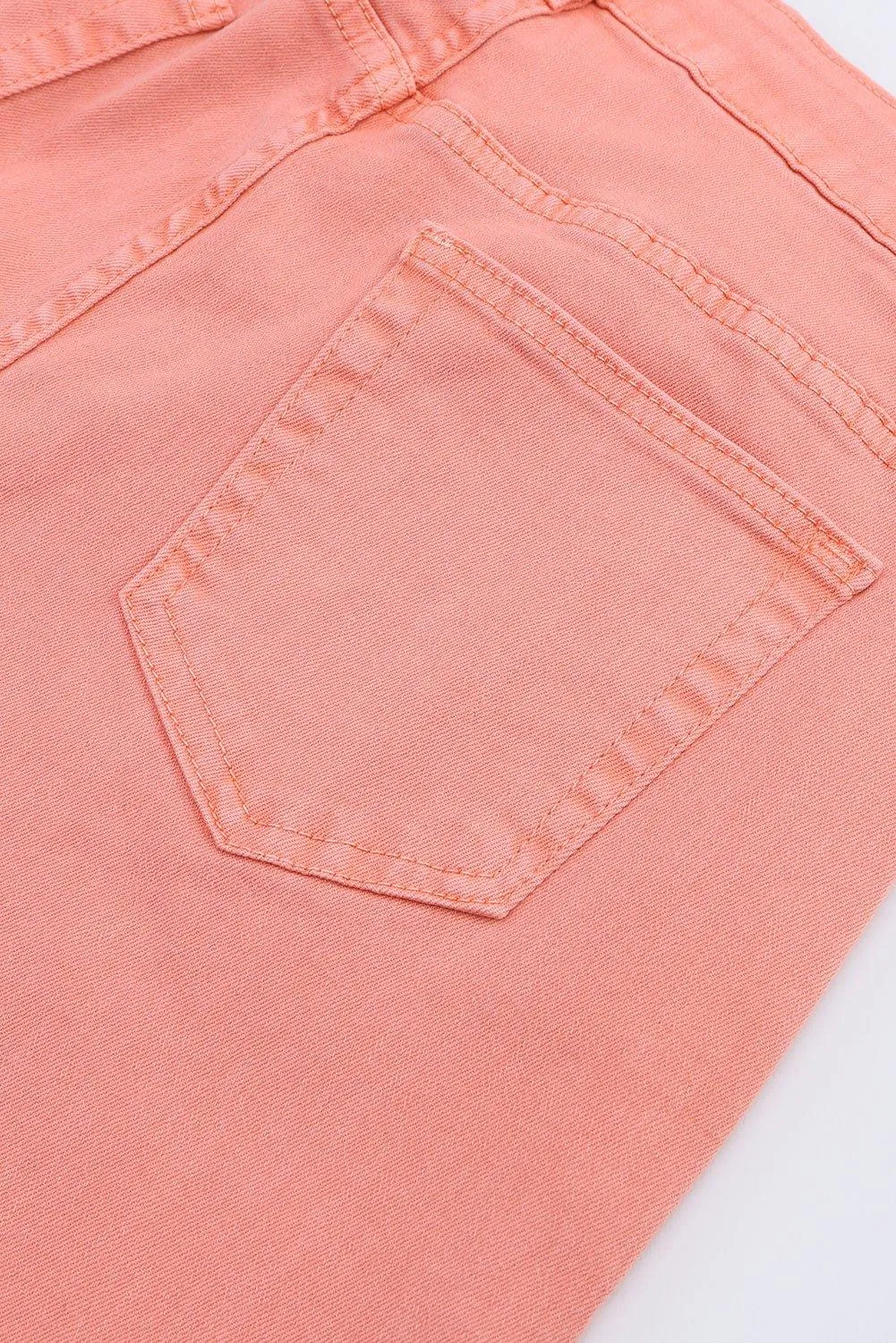 Salmon High Waist Ripped Straight Leg Jeans