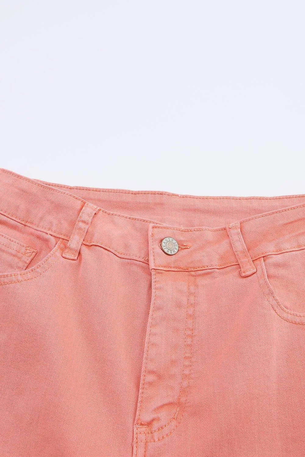 Salmon High Waist Ripped Straight Leg Jeans