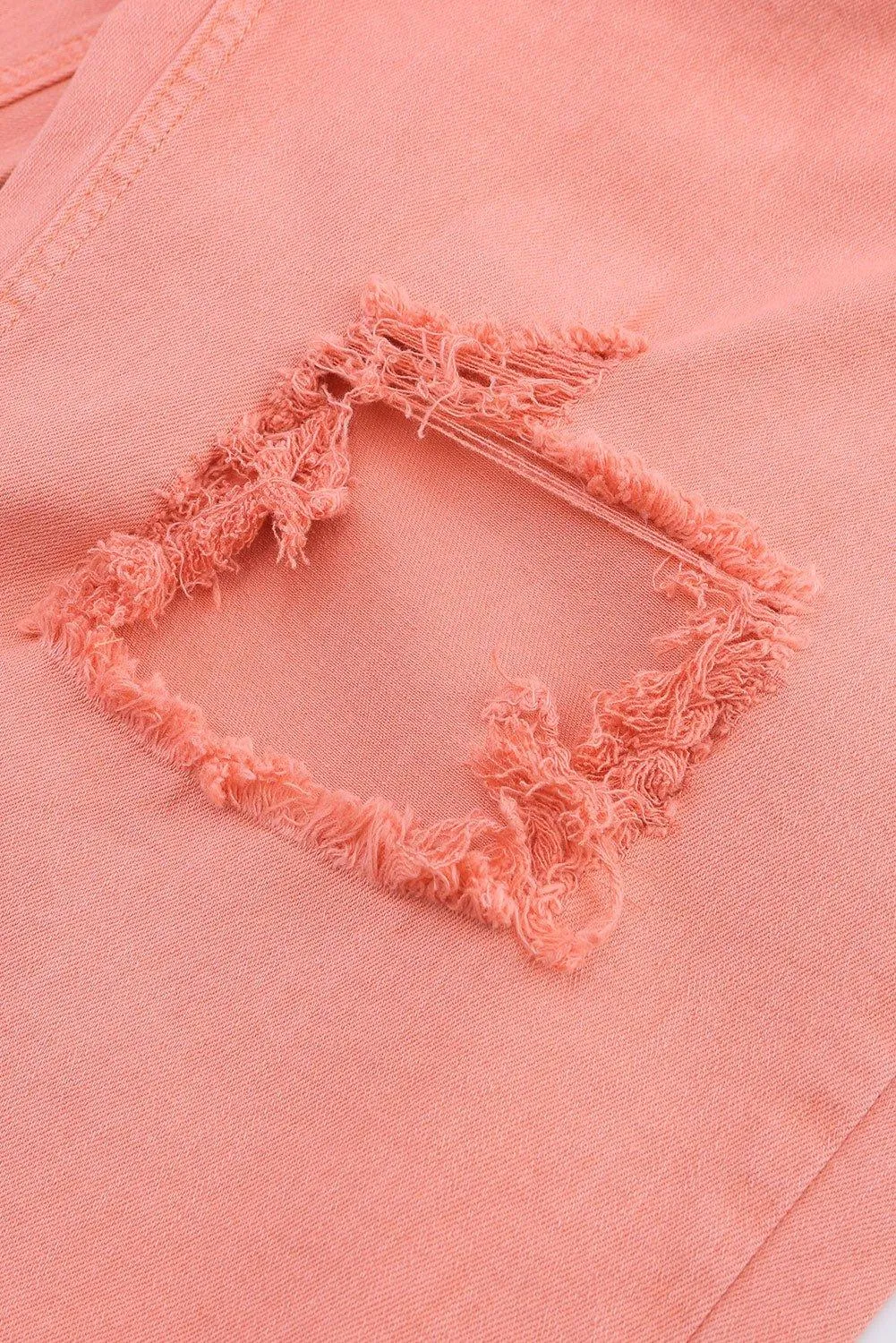 Salmon High Waist Ripped Straight Leg Jeans