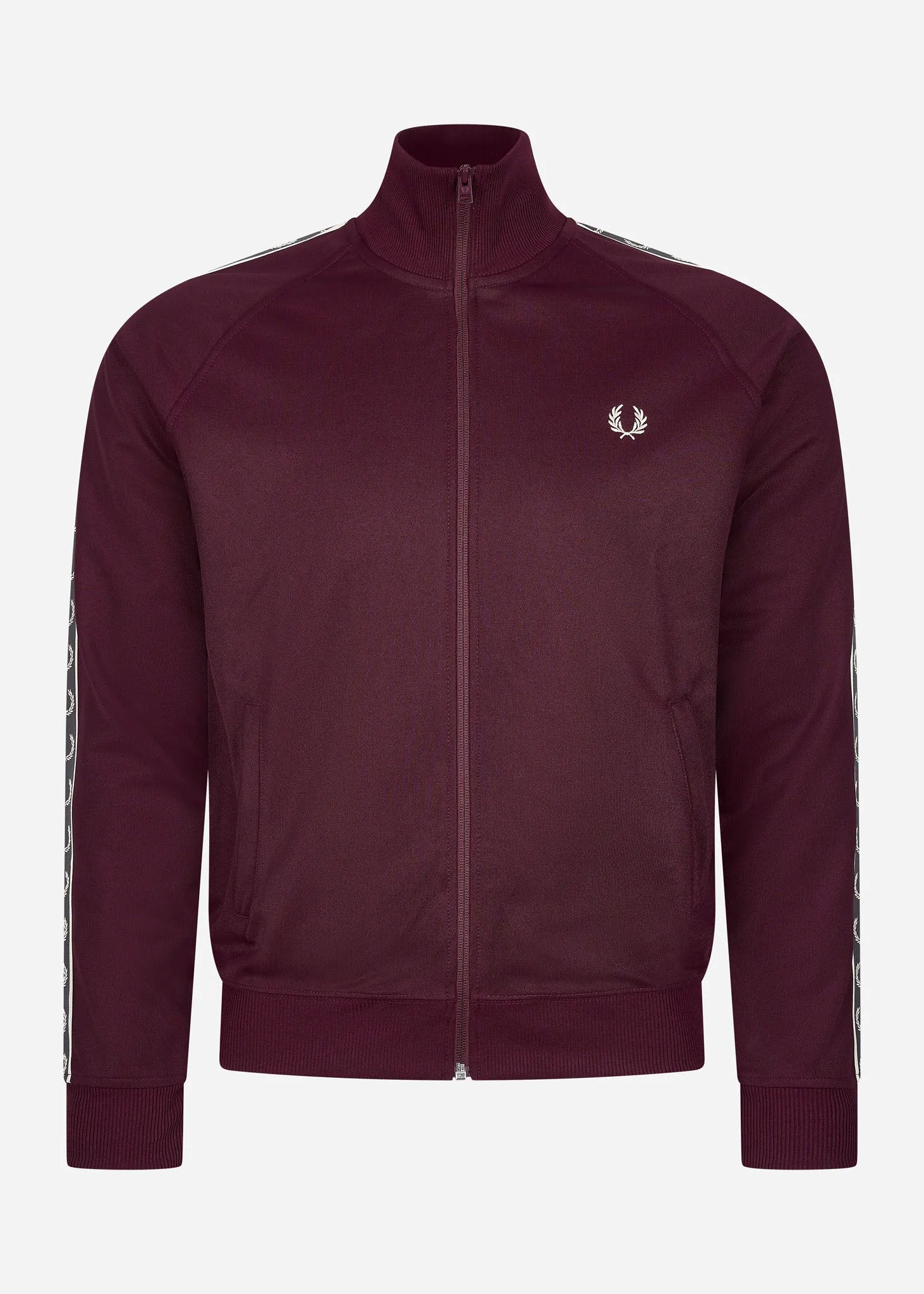 Seasonal taped track jacket - oxblood gunmetal