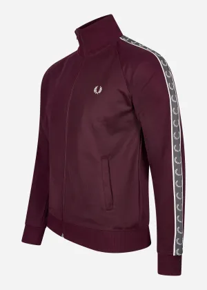 Seasonal taped track jacket - oxblood gunmetal