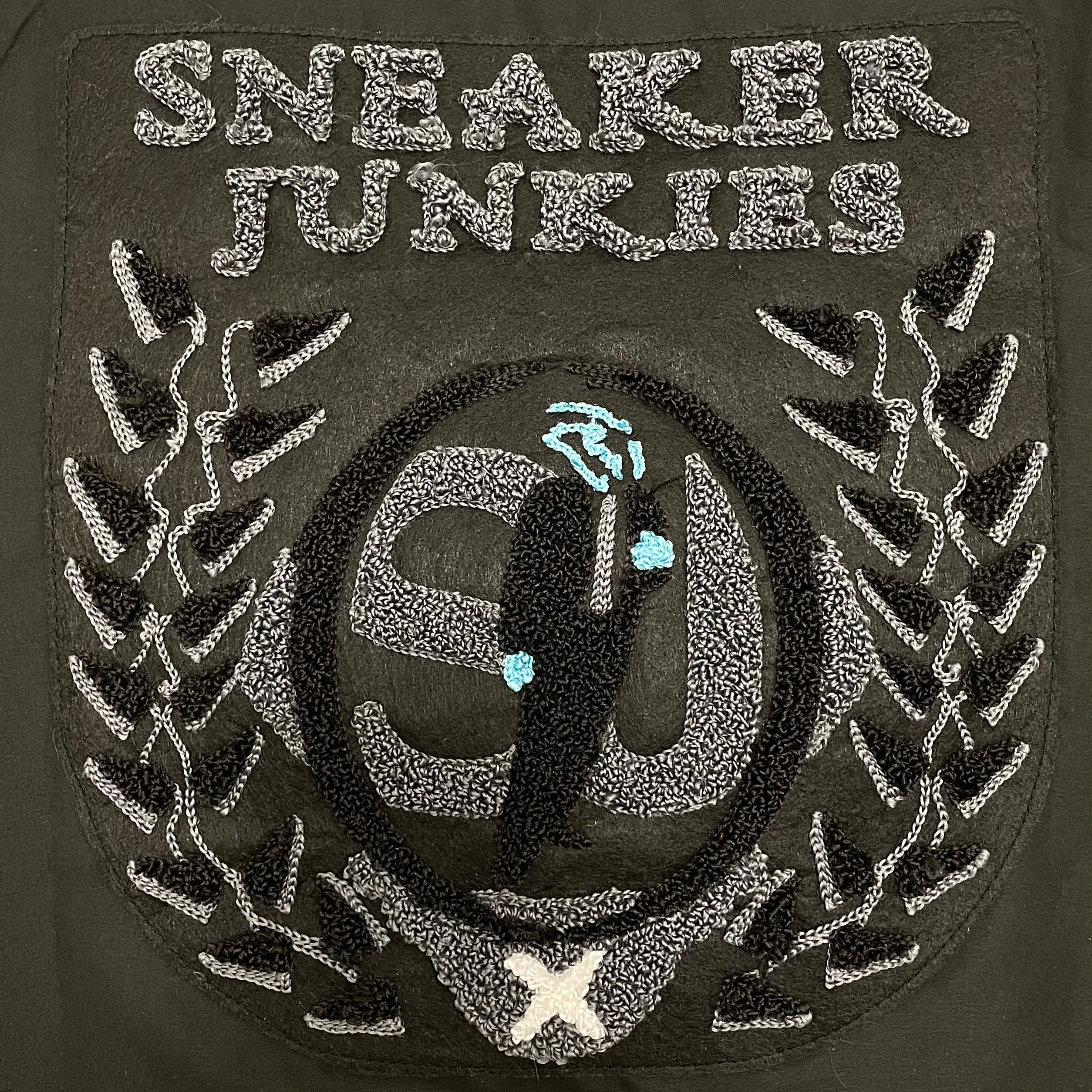Sneaker Junkies Chenille Logo Bomber Jacket Black