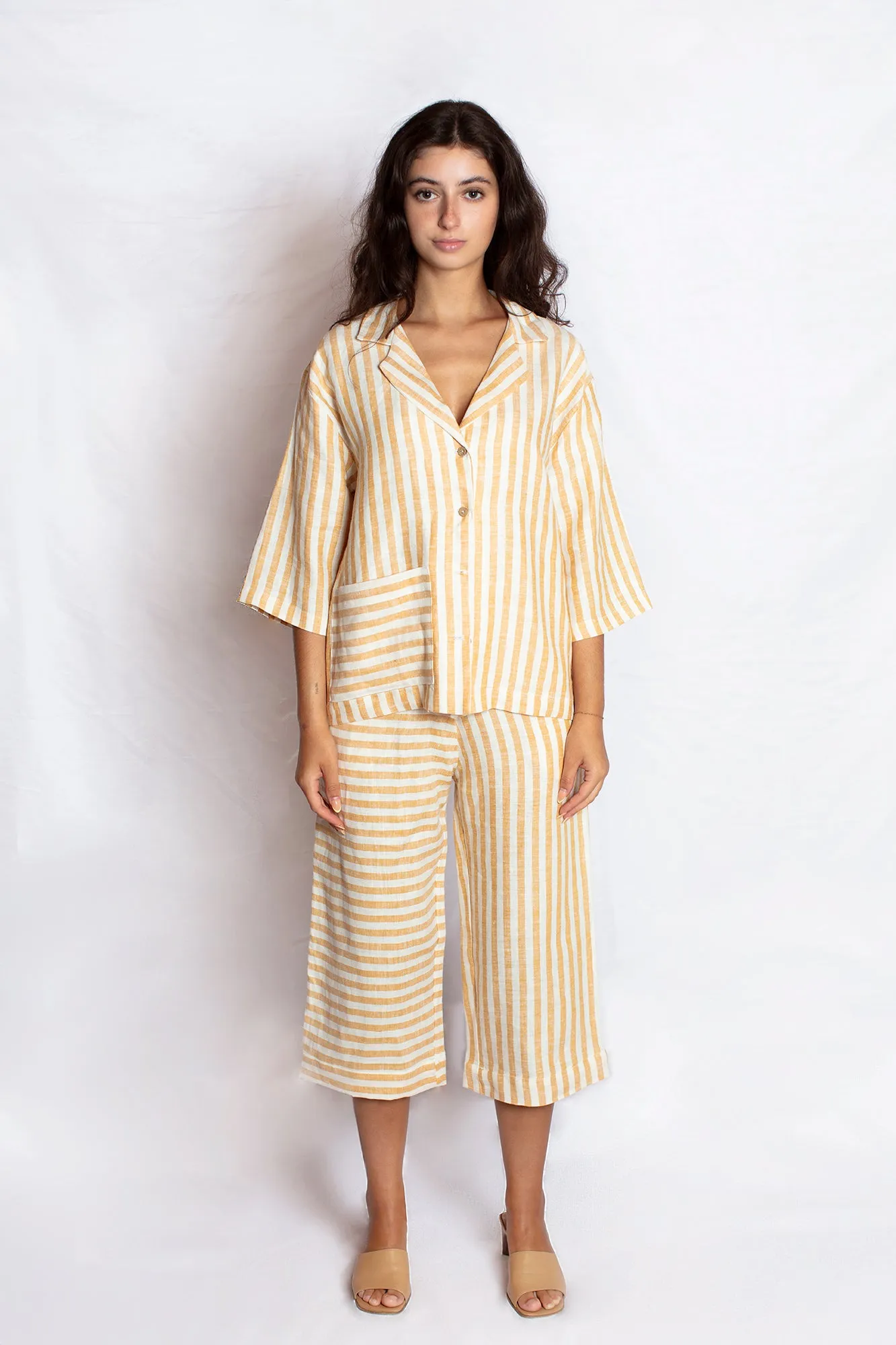Striped Linen Shirt in Yellow