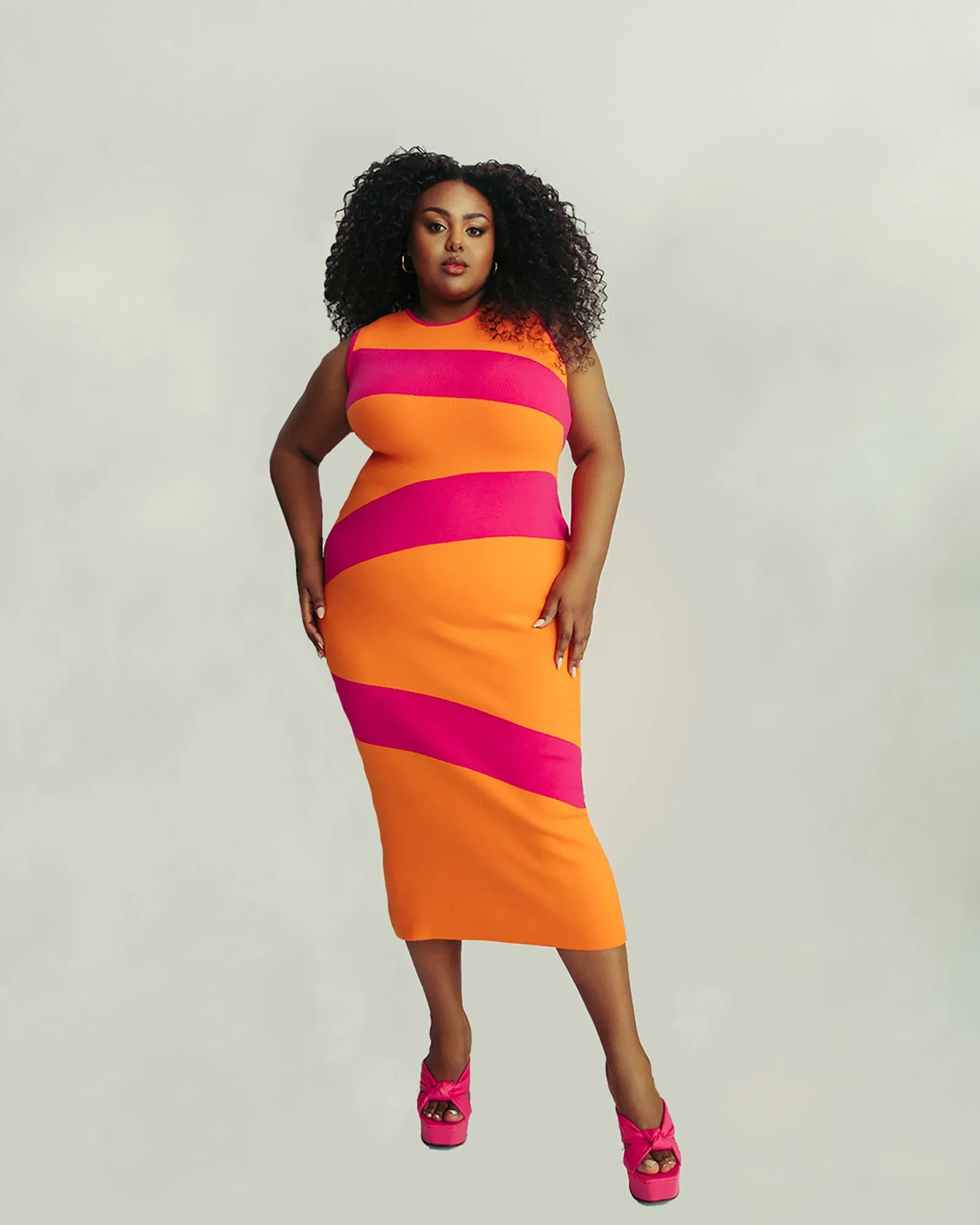 Swirl Knit Midi Dress | Orange