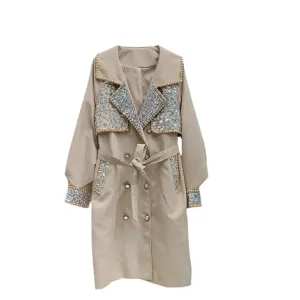 Tan Crystal Trench Coat