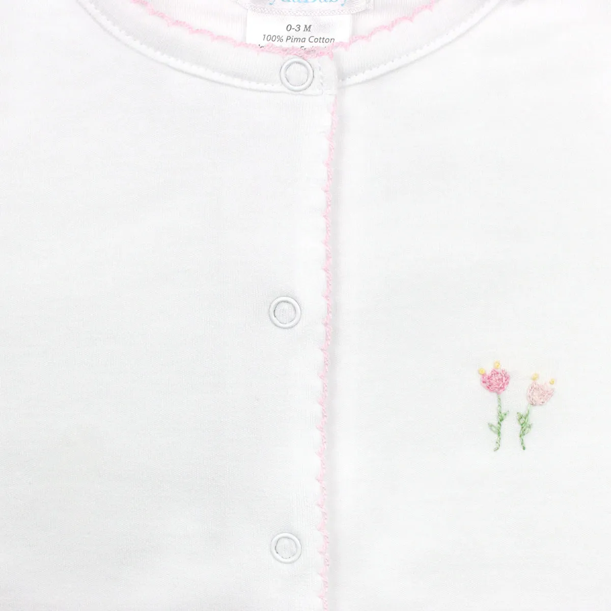 Tulip Flowers Embroidery and Printed Footie | Baby Girl