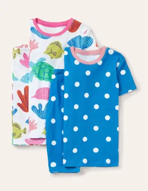 Twin Pack Snug Short Pyjamas-Multi Giant Fish Friends