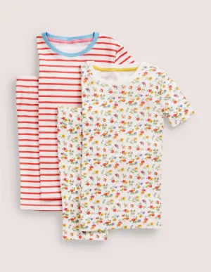 Twin Pack Snug Short Pyjamas-Multi Patchwork Floral