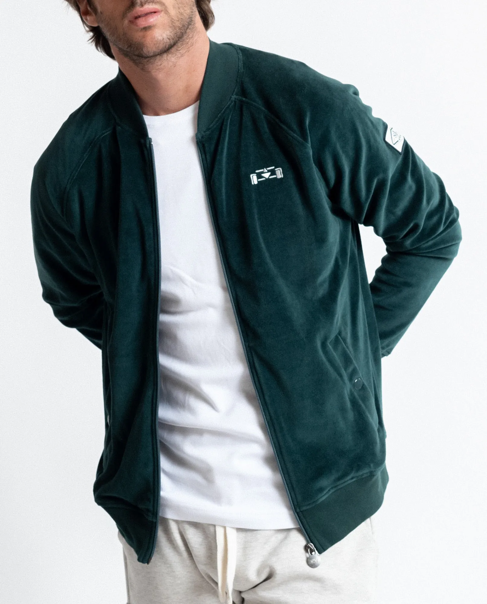 Velour Fleece Racecar Track Jacket