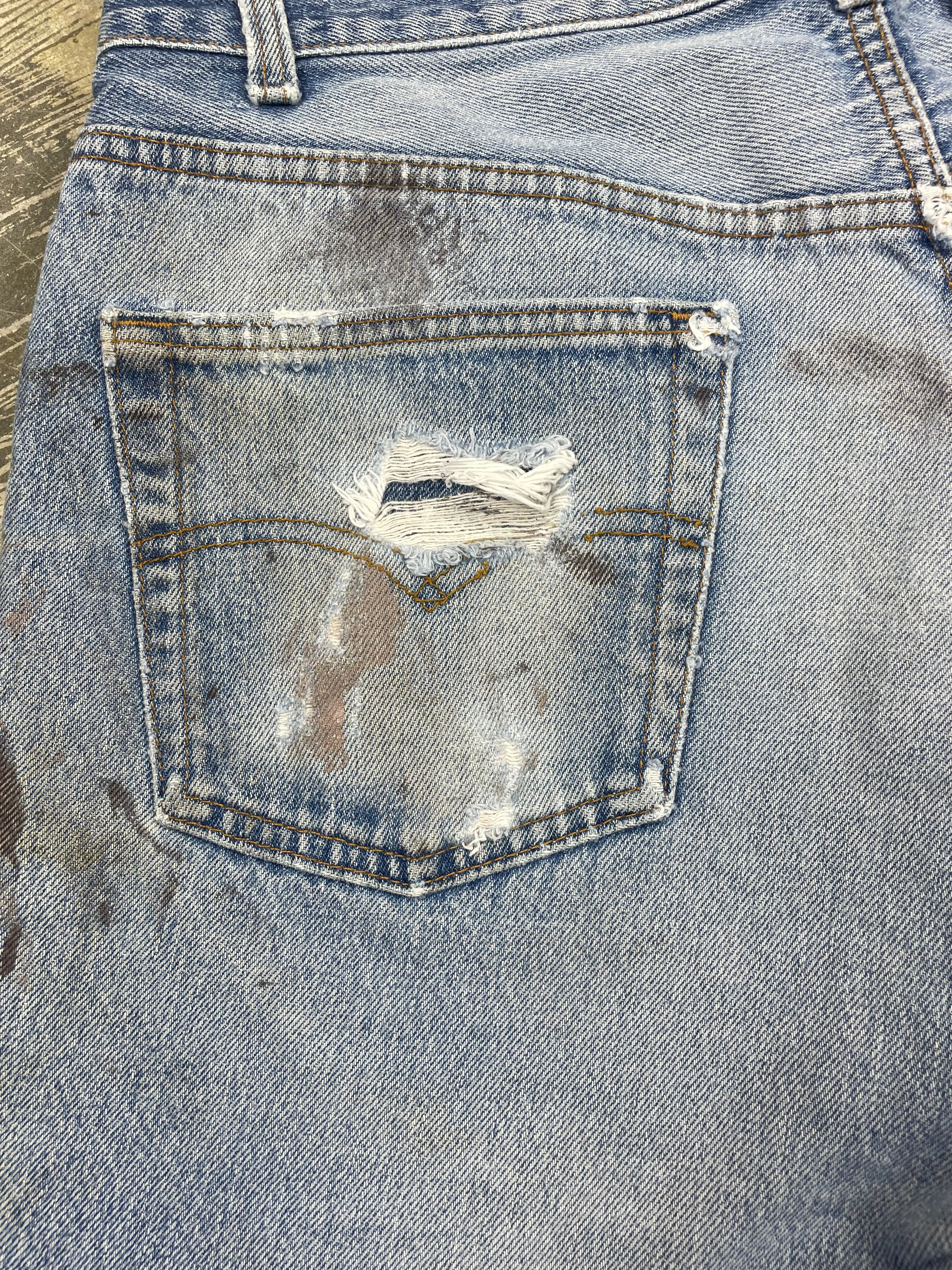 Vintage USA Made Levi 501 Premium Wash & Paint  Denim Jeans (JYJ-0189)