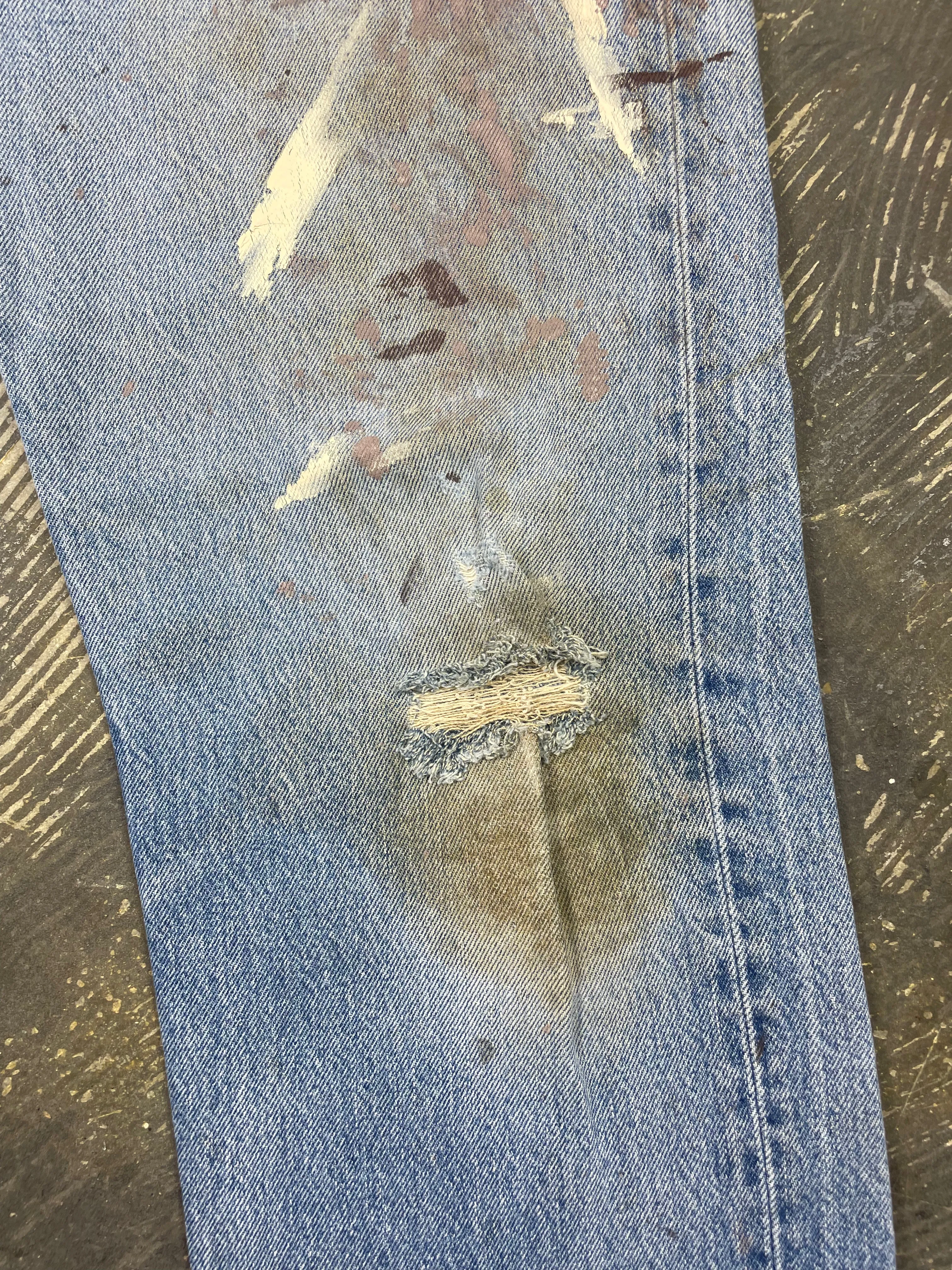 Vintage USA Made Levi 501 Premium Wash & Paint  Denim Jeans (JYJ-0189)