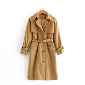 Women's British Style Raglan Sleeve Belted Long Trench Coat